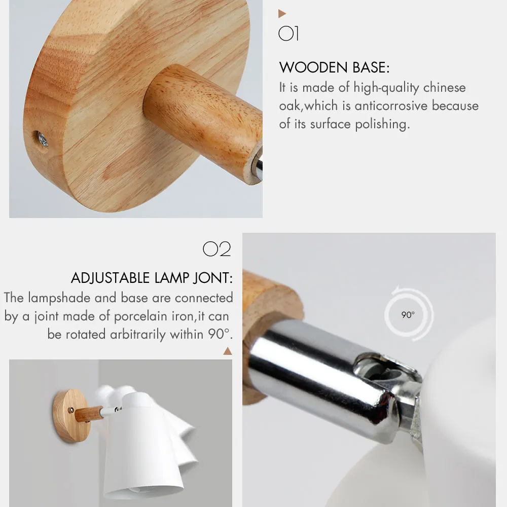 Wooden Wall Lamps Nordic Bedside Wall Light Switch Sconce Modern For Bedroom Macaroon 6 Color Steering Head E27 85-285V led wall lamp,wall sconces light,wall lamp