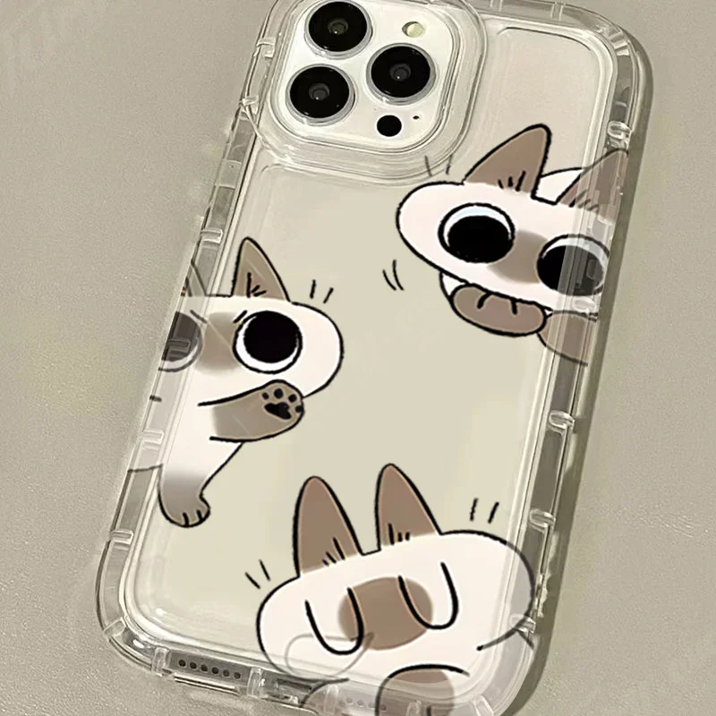 Siamese Cat Cartoon Flower Protective Phone Case