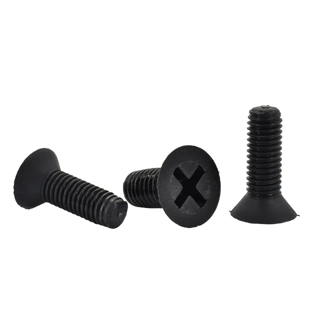 M2~M5 Black Nylon Countersunk Head Cross Screw Suitable For Industrial Buildings Furniture Accessories Phillips Flat Head Bolts