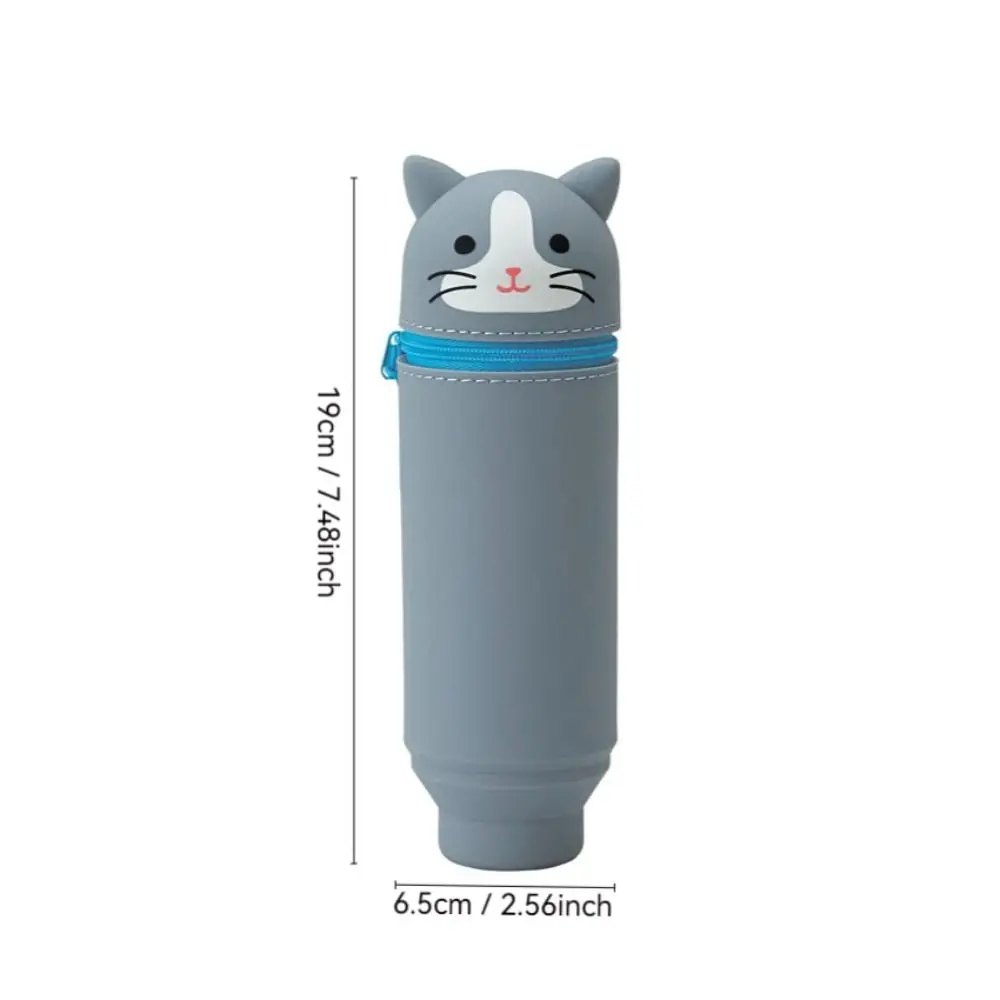 1pc 귀여운 접이식 연필 케이스 동물 모양 먼지 방지 펜 컨테이너 토끼 상어 실리콘 펜 상자 학생용