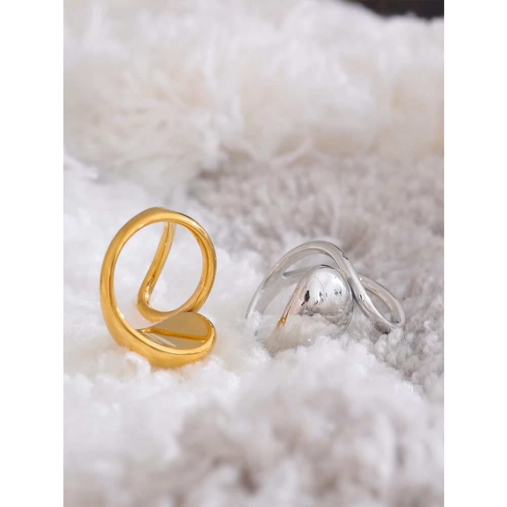 Yhpup Creative 316L Stainless Steel Geometric Fashion Open