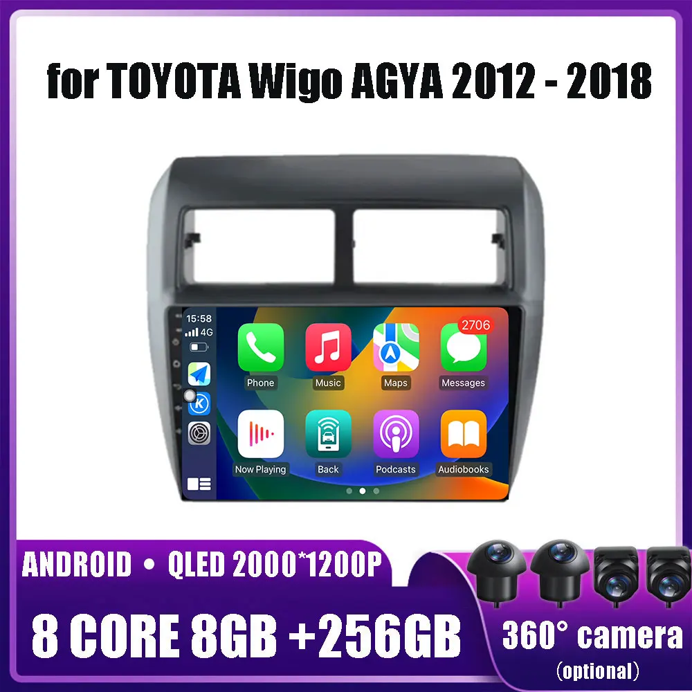 

Android 14 for TOYOTA Wigo AGYA 2012 - 2018 Car Multimedia Player Head Unit Stereo GPS Navigation BT WIFI DVD 2 din