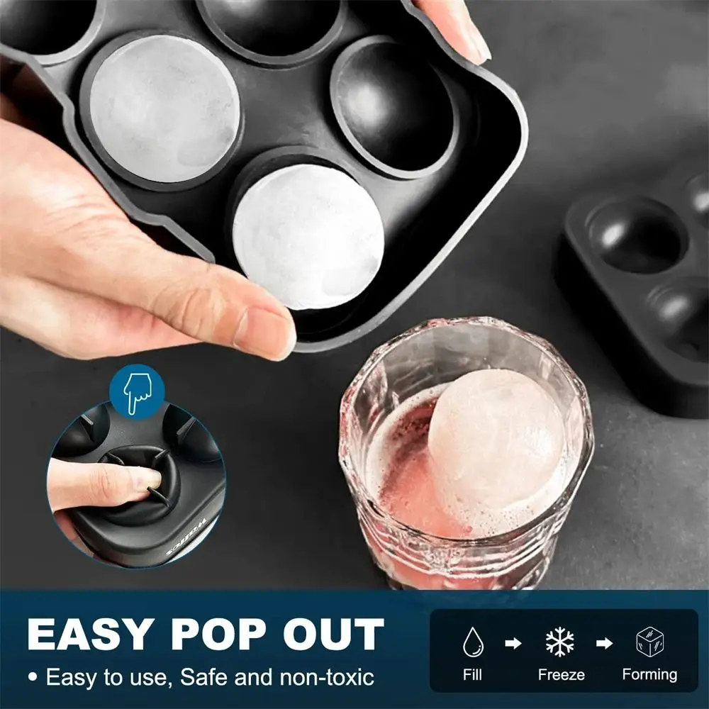 4/6/8Grid Large Ice Cube Trays Silicone Ice Maker Molds with Lid Reusable Whiskey Ball Ice Mold For Bar Party Home Kitchen Tools