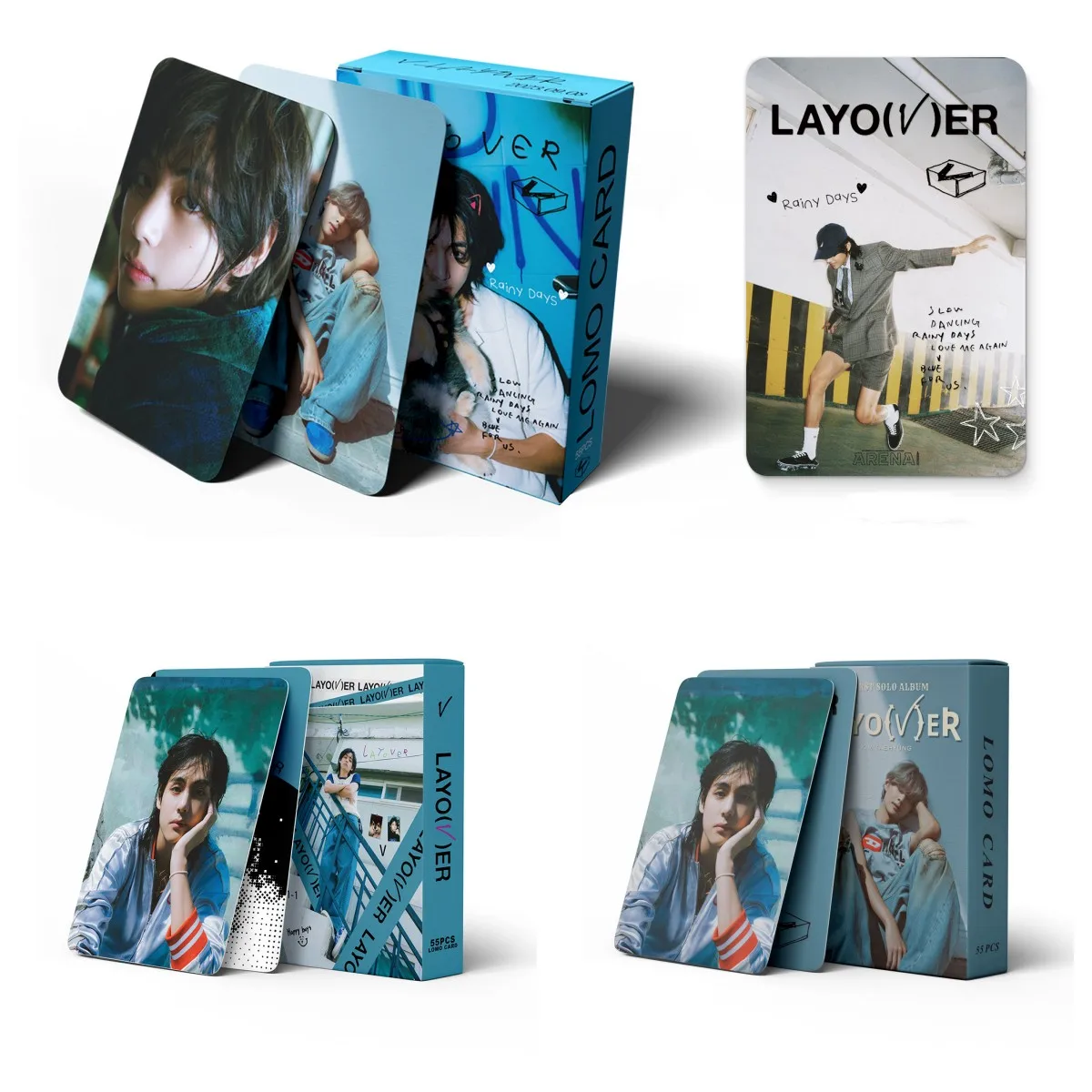 BTS MERCH SHOP, 55 Pcs V Layover Album Holographic Postcards Series