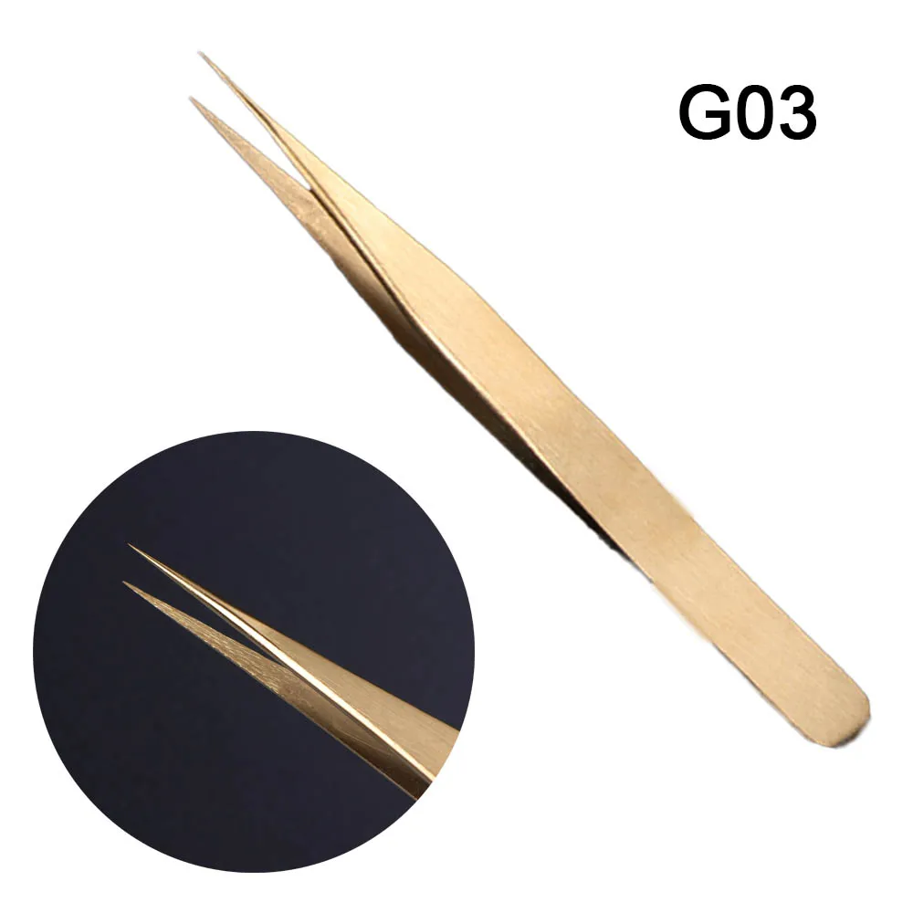 Eyelash Curler Tweezers Gold Stainless Steel