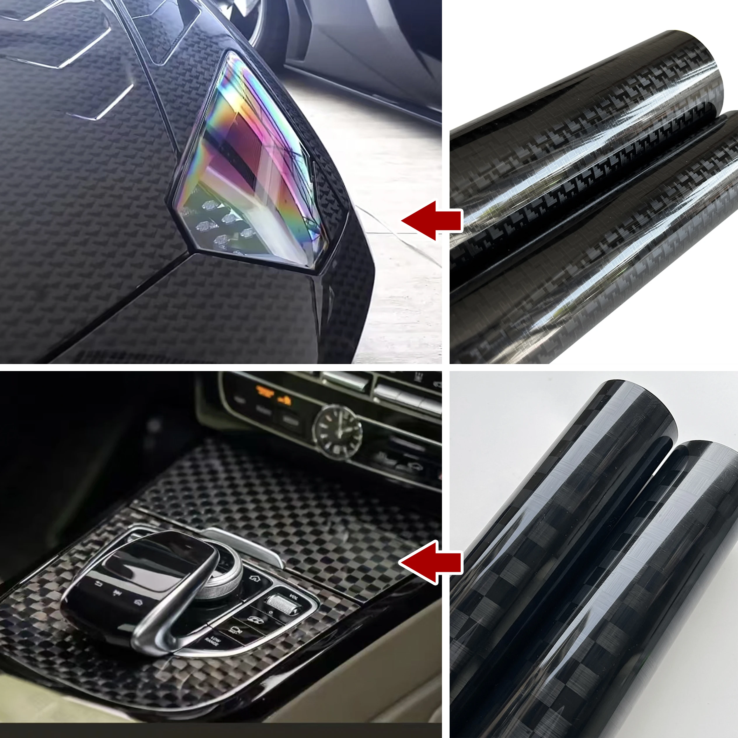 Forged Carbon Fiber Vinyl Wrap - Cosmic Checkered Design for Vehicle & Motorcycle Decoration