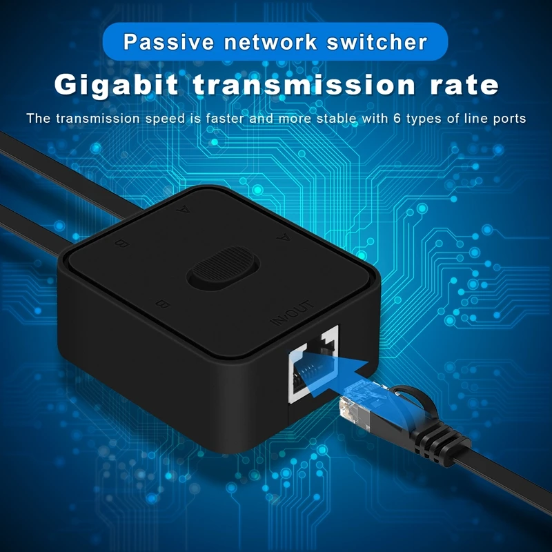 2 포트 기가비트 네트워크 스위치, RJ45 스위치, 네트워크 스플리터 케이블 익스텐더 선택기, 무전원 양방향 어댑터 커넥터