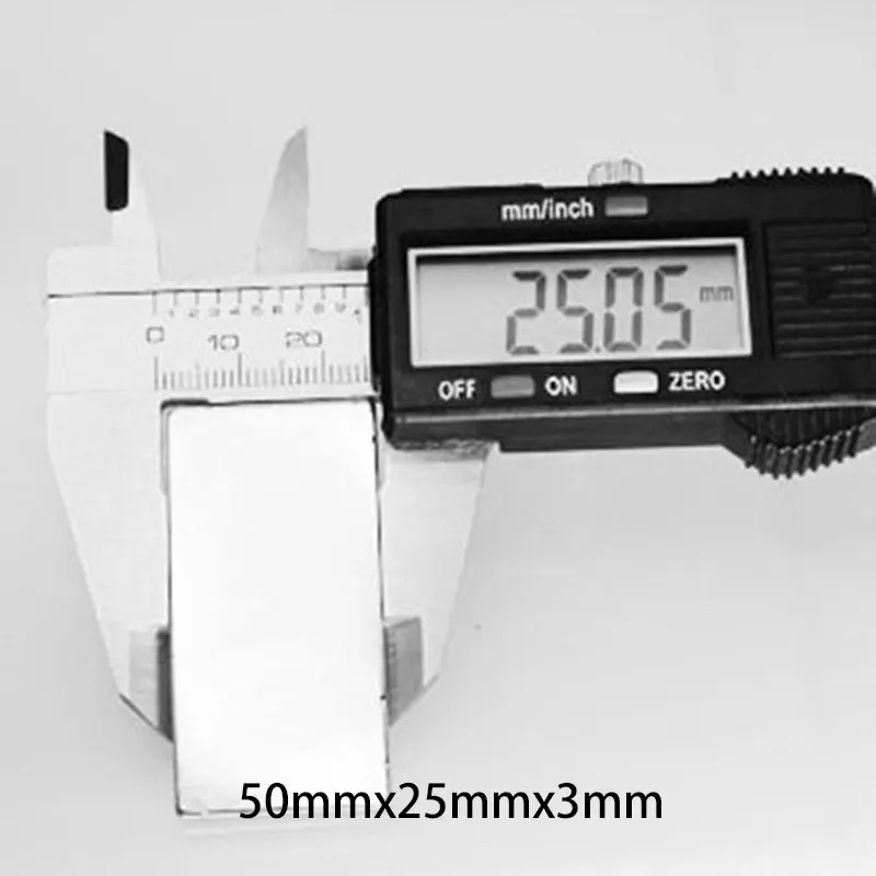 강력한 쿼드레이트 네오디뮴 자석, N35, NdFeB 롱 냉장고 자석, 블록 희토류 자석, 50x25x3mm, 1 개, 2 개, 5 개