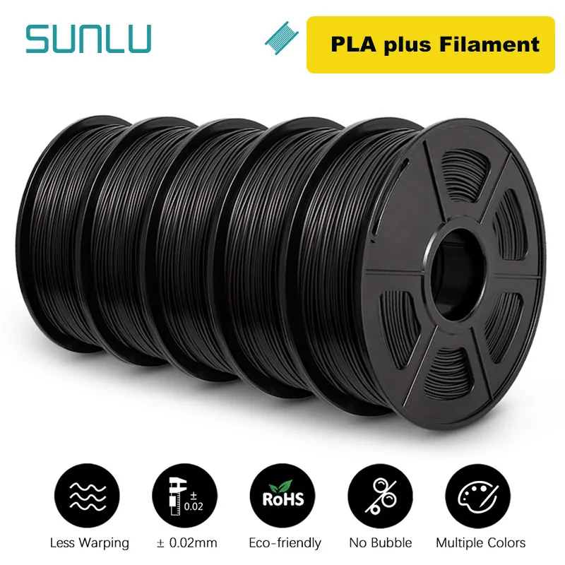 thumbnail image 1 of SUNLU 5KG 3D PLA/PETG/PLA PLUS/Filamento transparente 1,75 mm 5 rollos 1KG Impresora 3D Filamento 3D perfectamente enrollado para impresora 3D y bolígrafo 3D, 1 of 5
