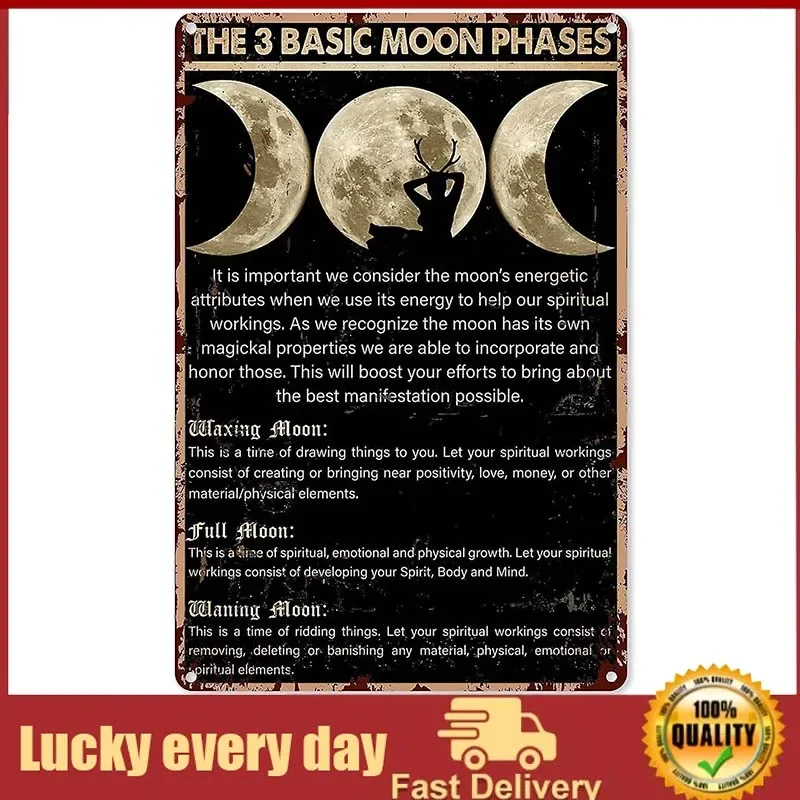 

Wall Decora Moon Phase Tin Sign Room Decora Posters Tin Sign Bathroom Decora Home The 3 Basic Moon Phases metal plate