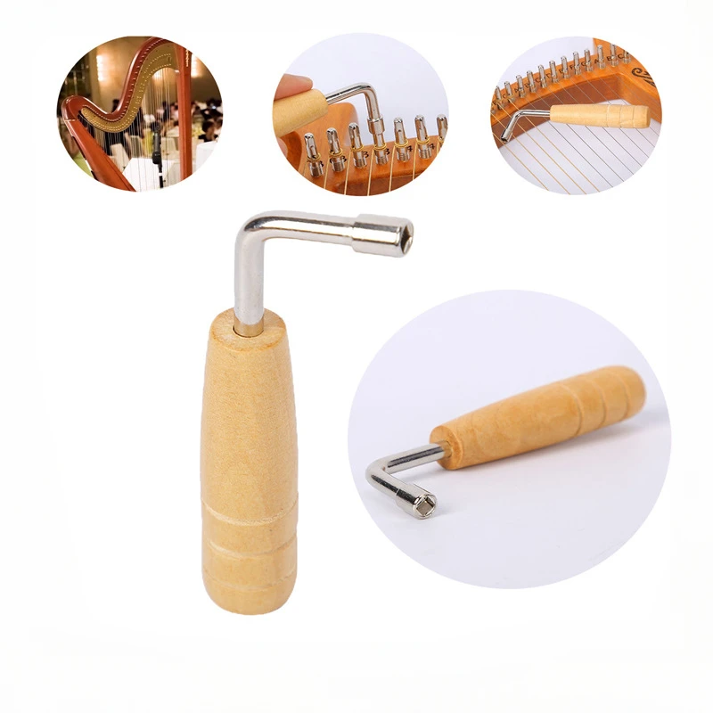 Hot Sale Lyre Harp Tuning Wrench Skillful Manufacture Lyre Harp Tuning Wrench Tuner Wooden Handle Adjustment Tool Inner 4 Angle