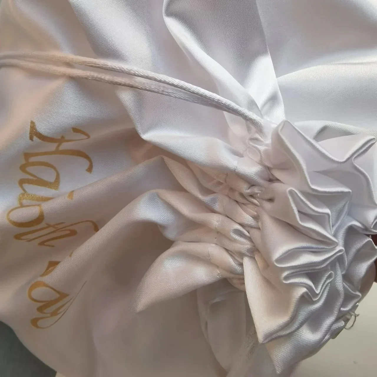 Silk Tassel Satin Bag Hair Extensions Wigs Makeup Packaging Bags Custom Print Logo Shoes Cosmetics Storage Gift Bag 20x30cm 50p