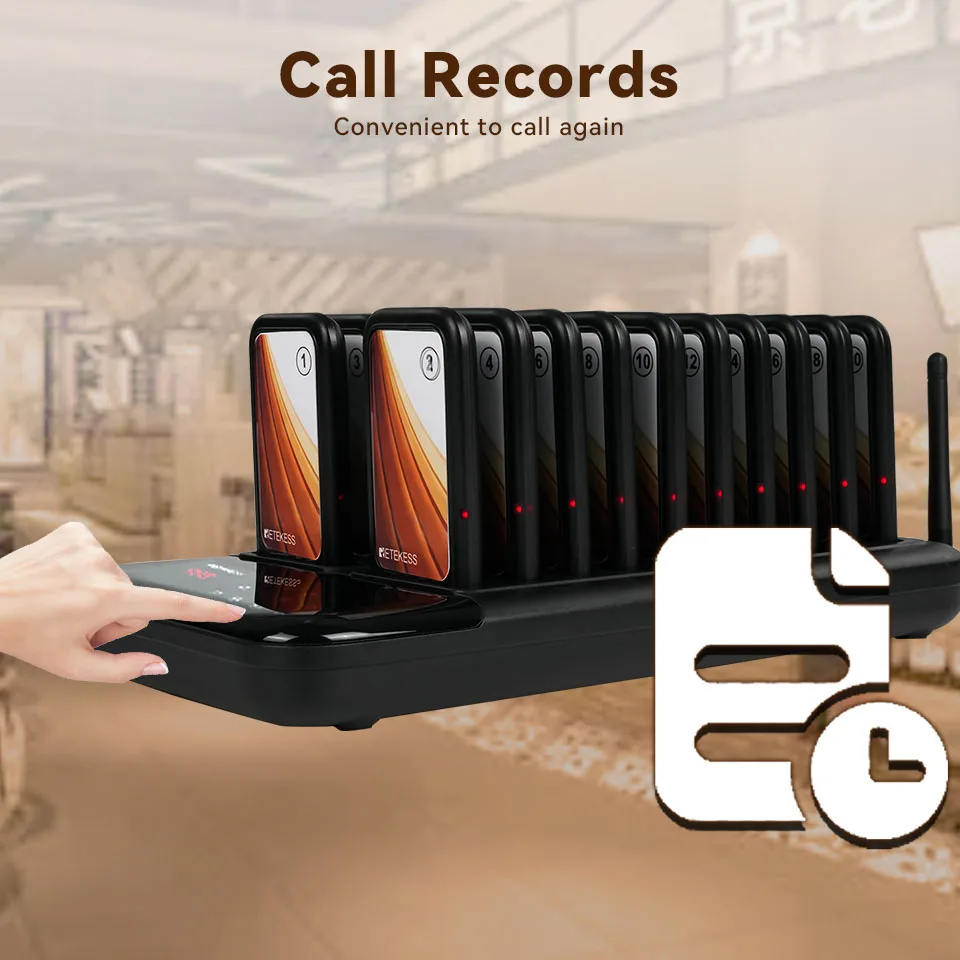 Retekess TD173 Drahtloses Pager-System mit 20 Ein-Klick-Stummschaltfunktionen, Restaurant-Pager, Vibrations- und Blitz-Buzzer, Untersetzer-Pager für Food Trucks – Detail 8