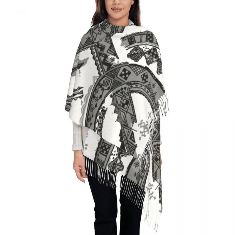 

Z Imazighen Tassel Scarf Women Soft Berber Kabyle Carpet Shawl Wrap Female Winter Fall Scarves