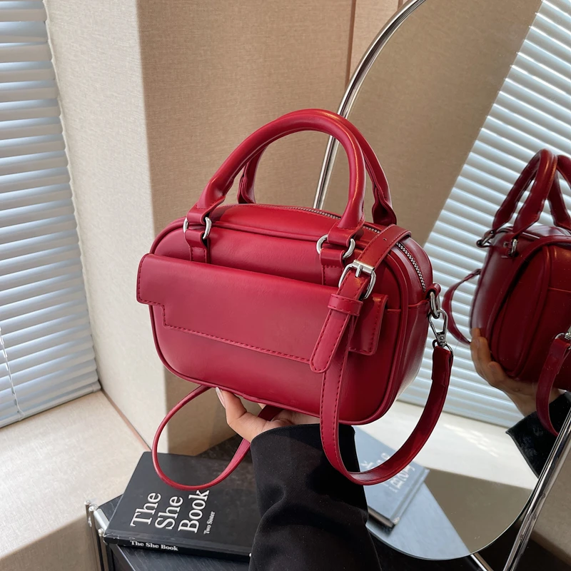 

Sewing Thread PU Zipper Women's Top-Handle Bags High Quality Trend Shoulder Bags Fashion Solid Color Bolsas Para Mujeres
