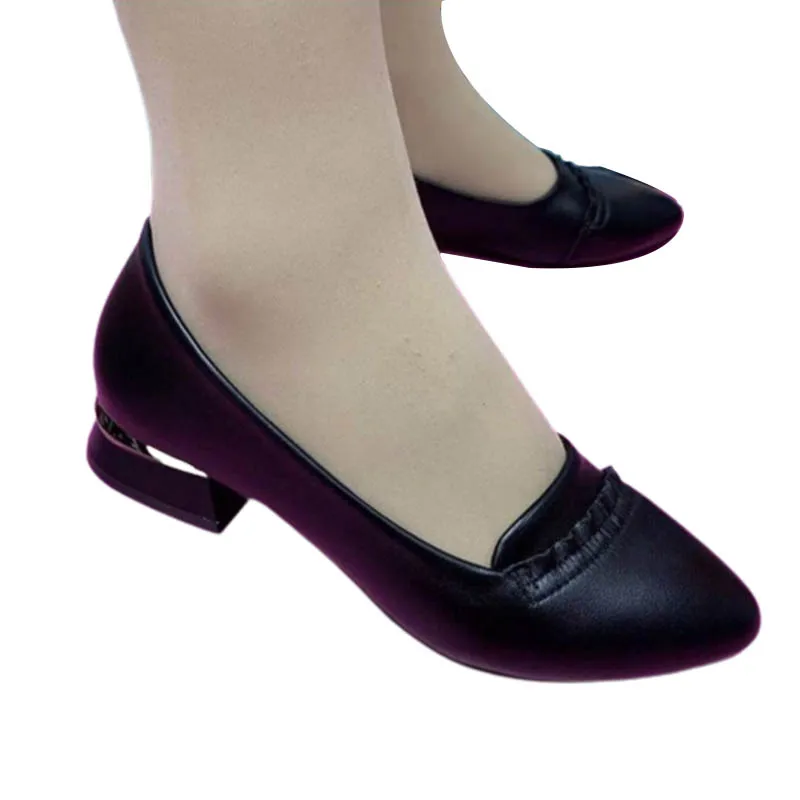 Spring Women Pumps Shoes Pointed Toe Women Flat Shoes Solid Color Slip On Casual Soft Comfort Pu Leather Chaussure Femme