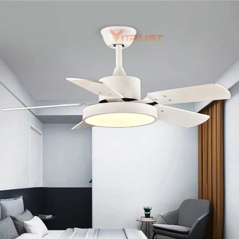 LED Ceiling Fan With Lamp 32inch 36in 56in Wood Low Floor Remote Control Ceiling Fan Ventilator Living Room Dining Bedroom