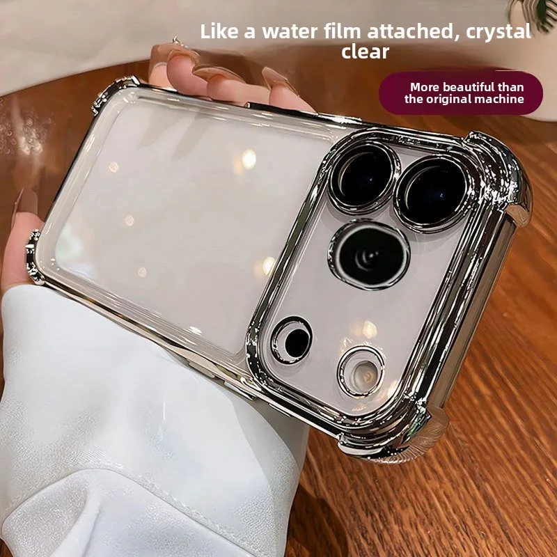 Stylish Electroplated Frame Transparent Skin-Friendly TPU Shockproof Case