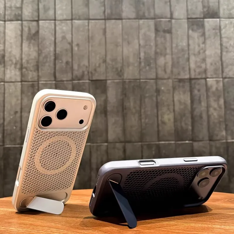 Honeycomb Grid Magnetic Case with Alloy Bracket and Heat Dissipation Kickstand