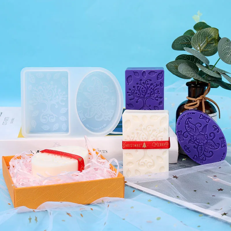 Western Art Plant Pattern Soap Candle Mold DIY Handmade Silicone Soap Mould Plaster Tools 3d Crafts Molds Making Gift