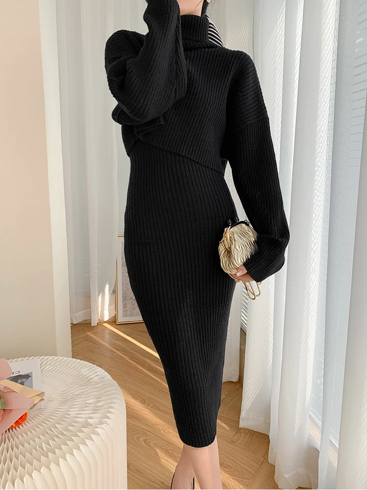 Women's Sweater Dress Two-piece Sets Elegant Knitted Long Skirt Pullover 2Piece | eBay Women's Sweater Dress Two-piece Sets Elegant Knitted Long Skirt Pullover 2Piece | eBay