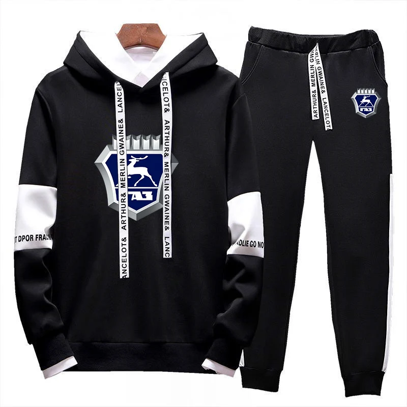 GAZ Gazelle 2023 men's new long-sleeved tricolor sweater hoodie Harajuku sportswear sports pullover street jogging pants suit cl