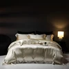 4Pcs Champagne Silk Damask Jacquard Egyptian Cotton Patchwork Luxury Bedding Set Duvet Cover Flat/Fitted Bed Sheet Pillowcases 3