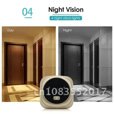 컬러 LCD 스크린 디지털 초인종, 90 도 문짝 눈 전자 구멍 카메라 뷰어, 야외 문짝 벨, 2.8 인치