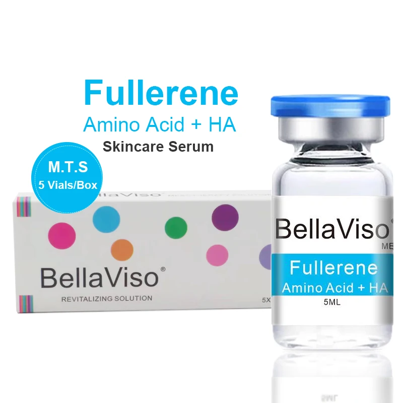 

BellaViso Fullerene Face Essence Amino Hyaluronic Acid MTS Anti Aging Moisturizing Antioxidant Skin Facial Serum 5mLx5 Vials/Box