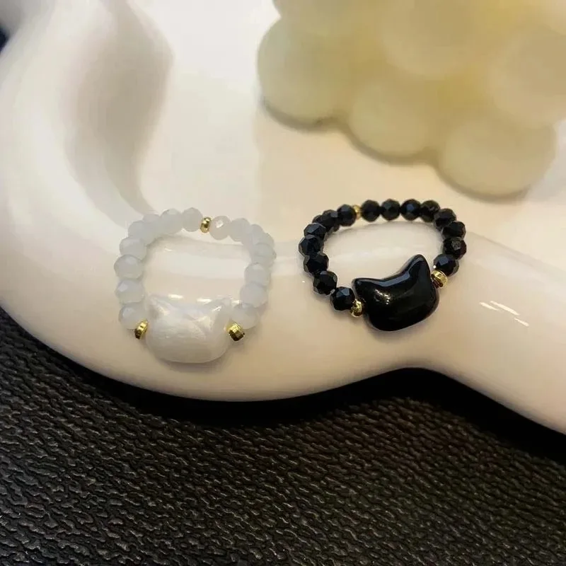 1pcs Natural Moonstone Obsidian Rings Beads Minimalist Fidget Ring Cute - PeticaDeals