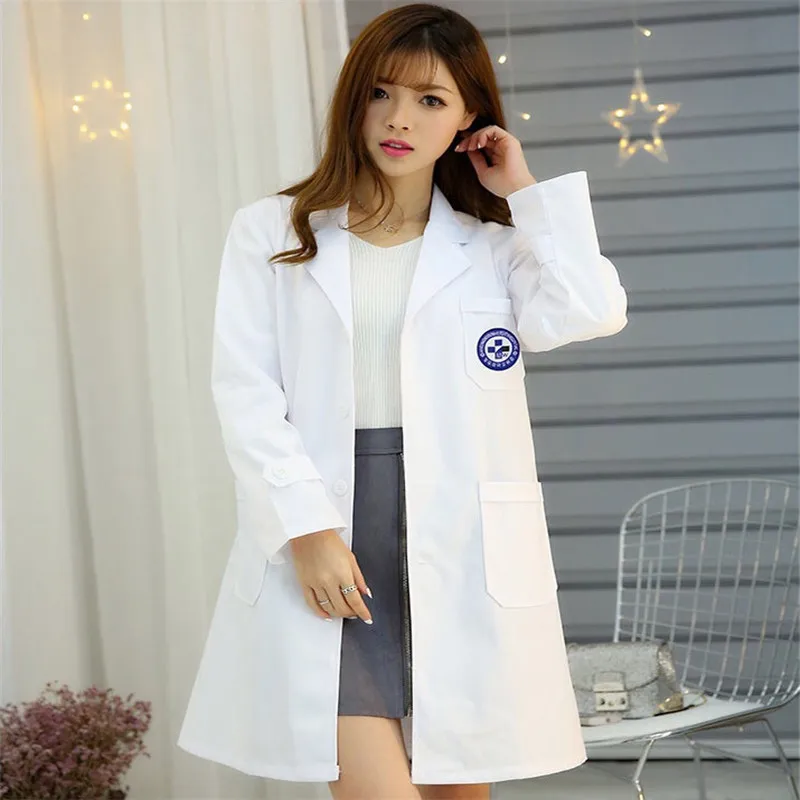 Professional Medical White Lab Coat Doctor Hospital Scientist School Uniforms Dress Costume for Students Adults Work Wear