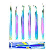 1pcs New VETUS Eyelash Extension Tweezers Stainless Steel Superhard Colorful Lashes Tweezers High Precision Anti-Static Tweezers 1