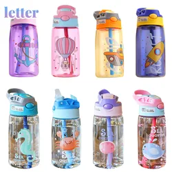 Taza flexible de agua para niños, vasos de alimentación de dibujos animados con pajillas, botellas de agua a prueba de fugas para exteriores, tazas creativas portátiles para niños, novedad