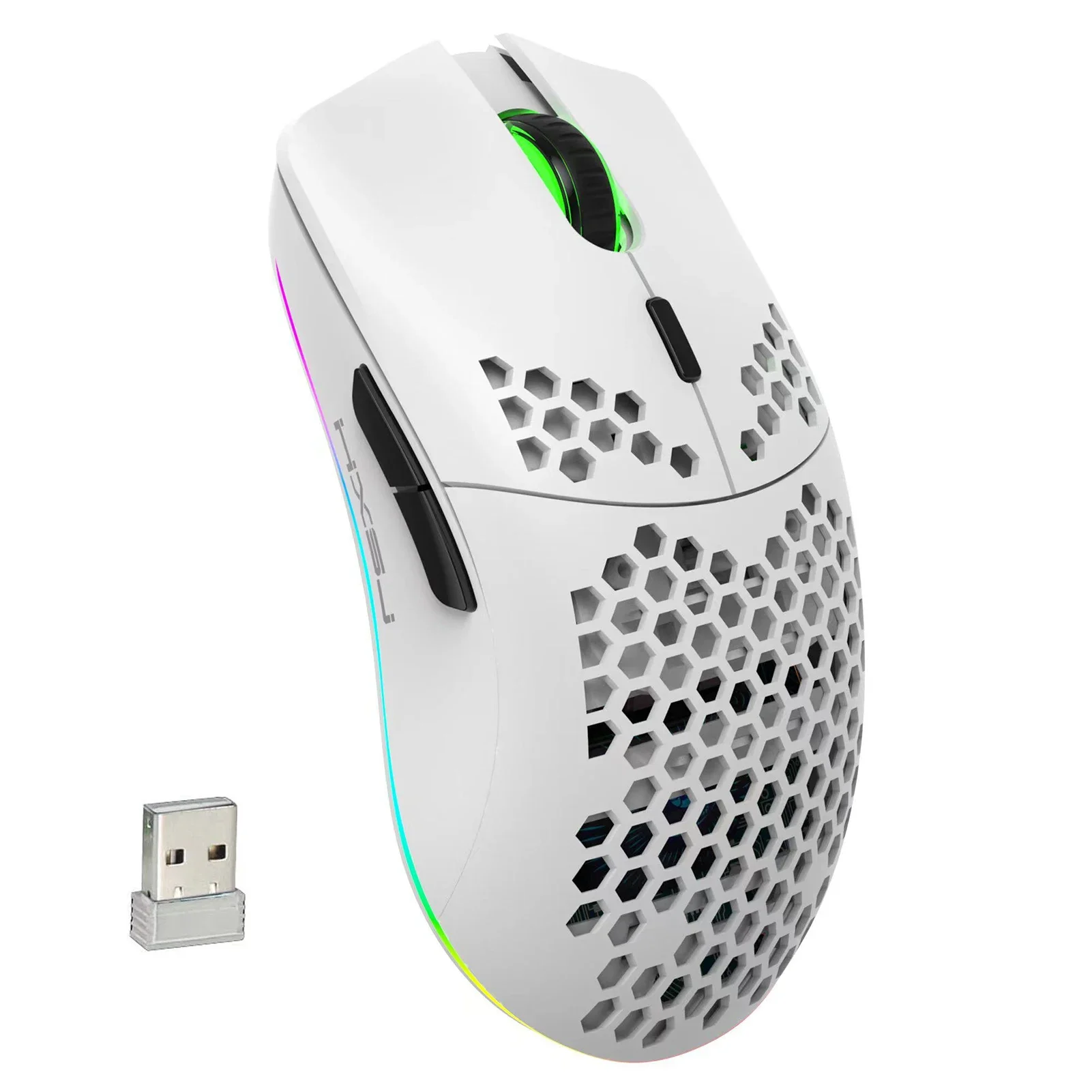 RGB Lighting Charging Mouse with Adjustable DPI Ergonomic Design HXSJ T66 RGB 2.4G Wireless Gaming Mouse for Desktop Laptop