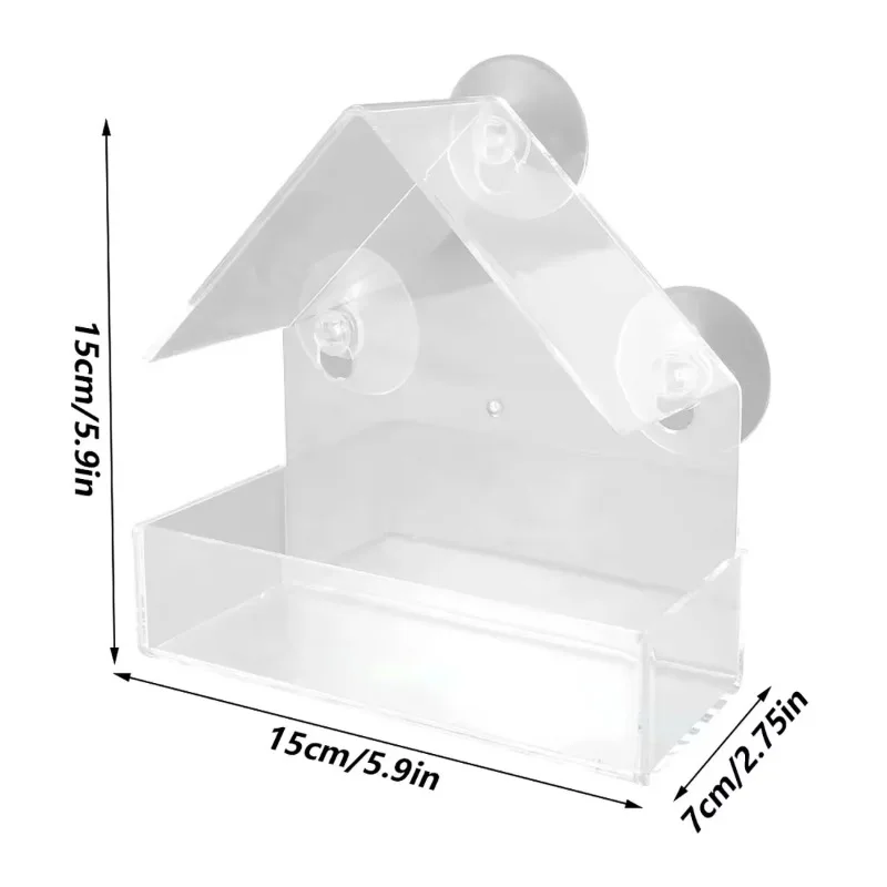 Window Wild Bird Feeder House Transparent Wild Table Removable Suction Cups Sliding Feed Tray Patio Yard Hummingbird 1pc/2pcs