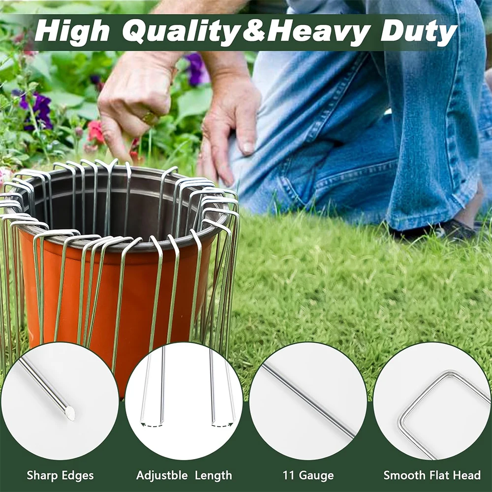 Garden Staples Heavy Duty Galvanized Steel For Securing Weed Fabric Landscape Fabric Netting Ground