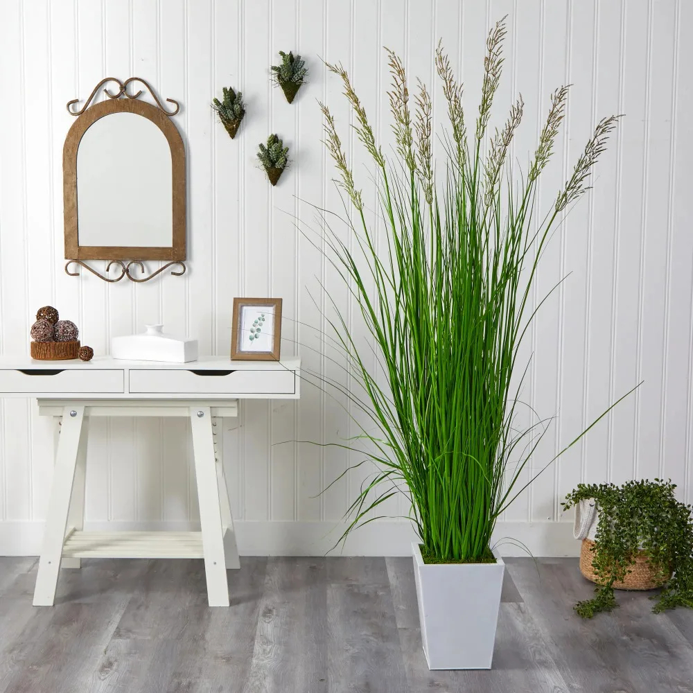 

Бонсай, трава, искусственное растение в белом металлическом цвете, искусственные растения для украшения дома, аксессуары, цветы