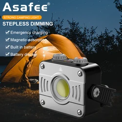 Asafee HW999 COB LED 1200LM Tiki Camping Lamp Stepless Dimming White Warm Light IPX4 Waterproof Rechargeable Support Output