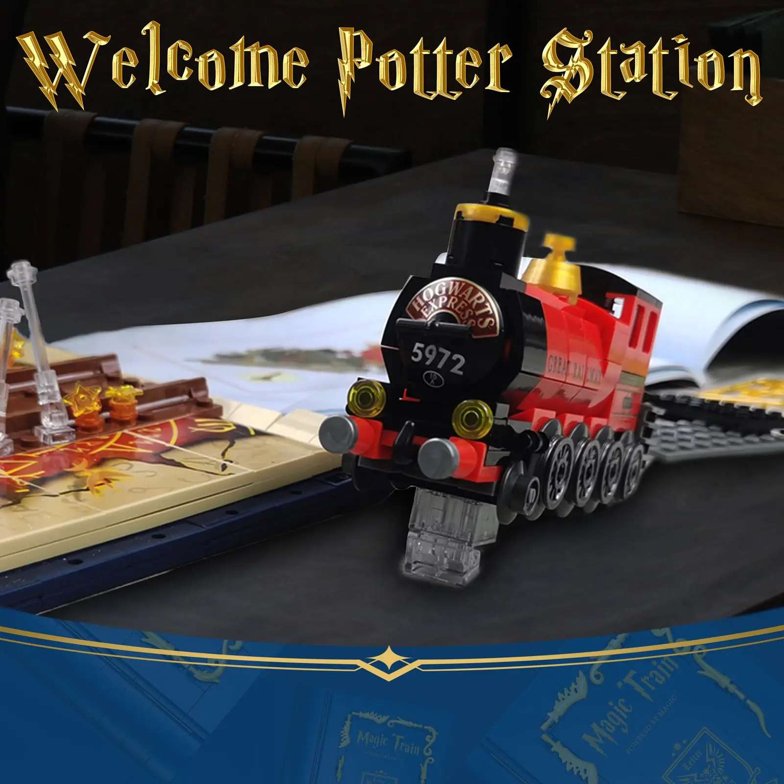 889PCS Magic Train Building Blocks Classic Movie Train Scene MOC Model Bricks Set Desktop Decoration Kids DIY Toys Birthday Gift 5