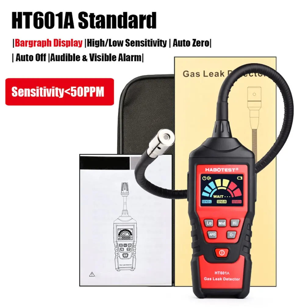 

Gas Leak Detector HABOTEST HT601A Flammable Combustible Natural Gas Leak Location Determine Meter Analyzer Sound Alarm