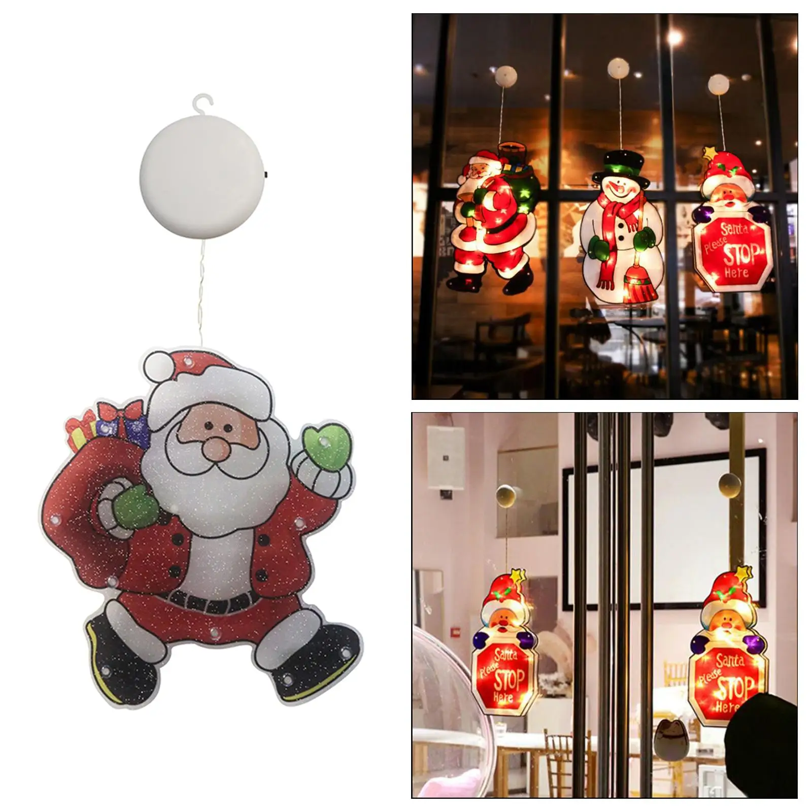 Decorative Xmas Santa LED Light Christmas Window Decoration Silhouette Large