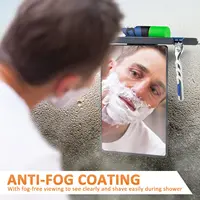 TAILI Acrylic Mirror With Wall Suction Shower Mirror with Razor Holder For Man Shaving Fogless Women Makeup Portable Bathroom