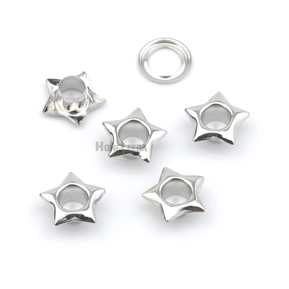 150sets/lot 5mm metal brass eyelets with washer star shape metal grommets silver/black/bronze for eyelet grommet ring,eyelet grommet ring kit,grommet eyelet kit