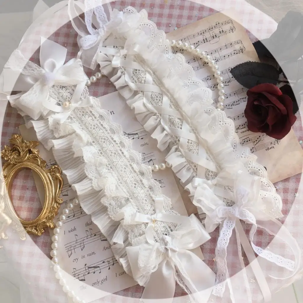 

homemade Lolita hair band Lolita style restoring ancient ways of pure white hair lace lovely bowknot hair accessories