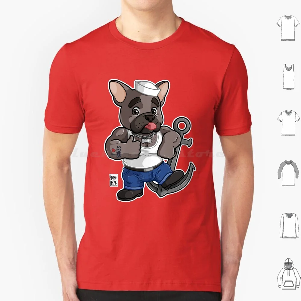 Frisky Frenchie ( Brindle )-Bearzoo Series T Shirt Cotone Uomo Donna Stampa Fai Da Te Bobobear Bobobearart Bobo Bear Bear Week