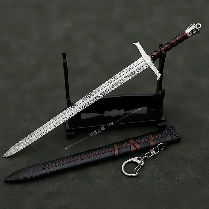 22cm Medieval Arthur Pendragon Swords Metal Katana Samurai Sword Uncut Blade Model Accessories Keychain Gifts Toys for Boys 3