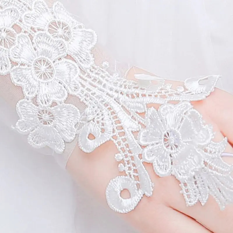 

1920s Party Lace Fingerless Gloves Solid for Sun for Protection Flower Mit
