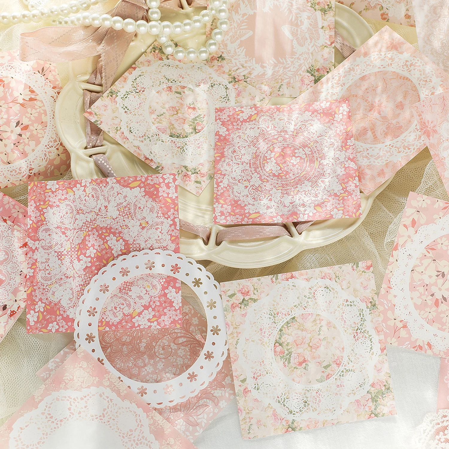 Vintage Lace Scrapbook Paper Materials Non-sticky Collage Paper for Journals Notebooks DIY Crafts Creative Aesthetics Stationery 6