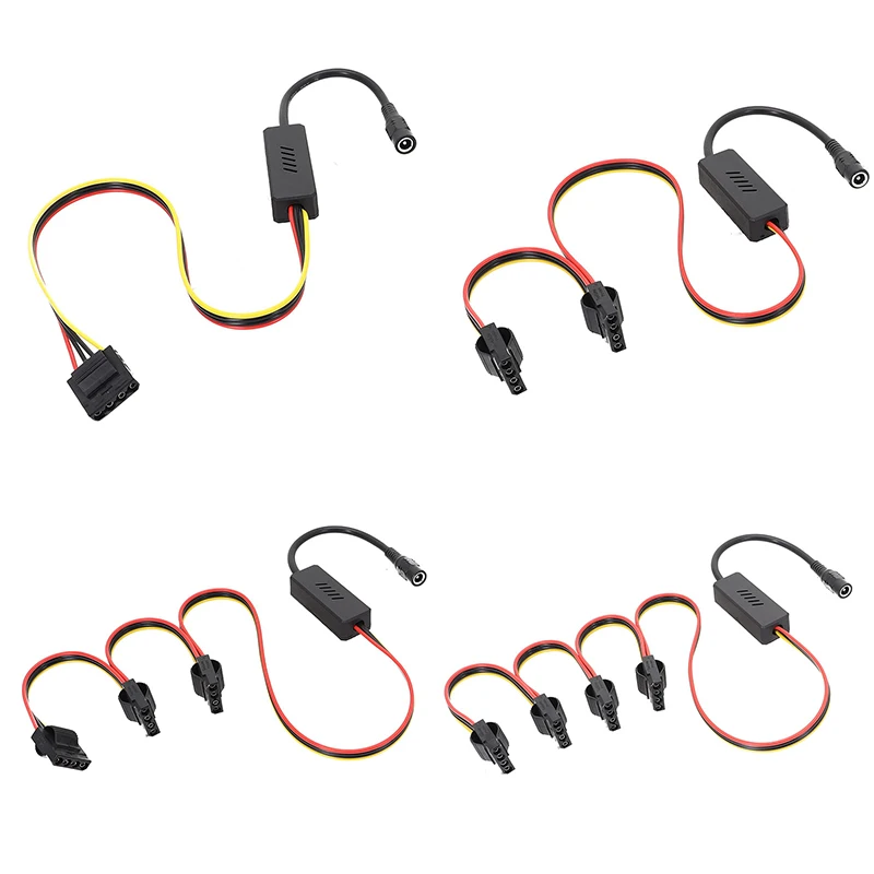 DC 5525-SATA 하드 드라이브 전원 공급 장치 케이블 DC 12V-4Pin Molex HDD 케이블 스텝다운 전압 조정기