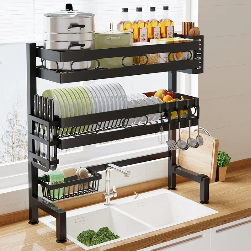 

HOOKI Kitchen Sink Rack Countertop Bowl Tray Storage Rack Multifunctional Sink Dish Rack Kitchenware Drain